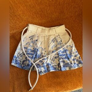 Zimmermann Blue and Cream Shorts